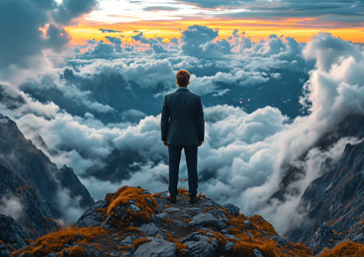 A man standing on a mountain