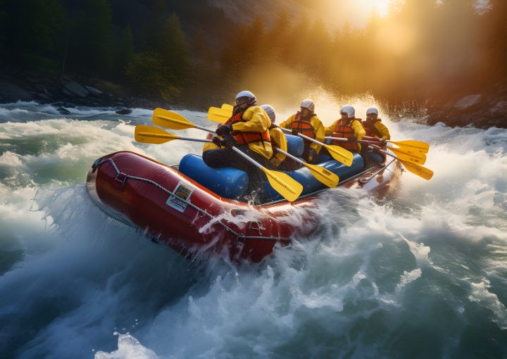 A moving boat in a river